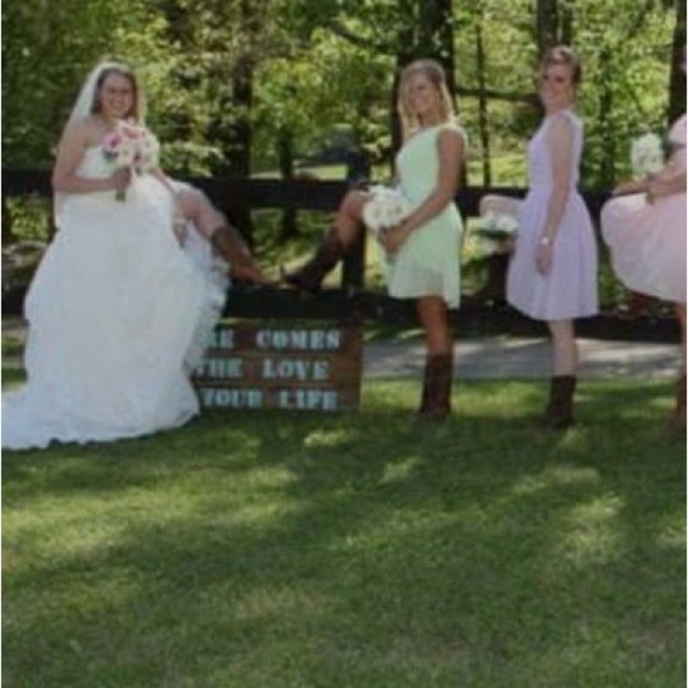 One-Shoulder Light Green Bridesmaid Dress - Picture 5 of 5
